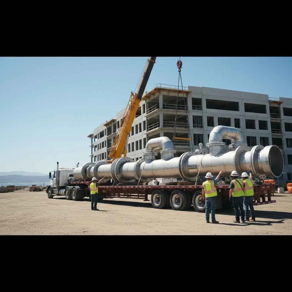  Off-site prefabricated piping sections ready for installation