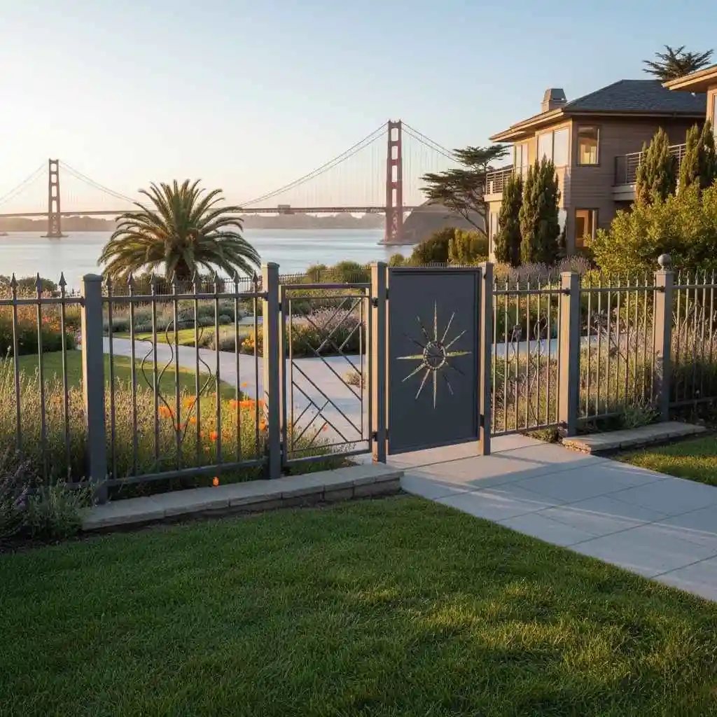 Sample lineup showing different iron fence design options