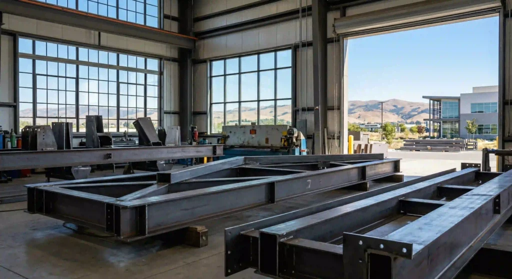 steel beams or fabrication workshop