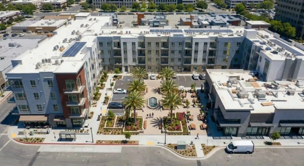 Completed modern home or commercial building