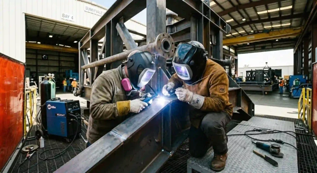 Advanced TIG welding process on industrial metal structure Sunnyvale