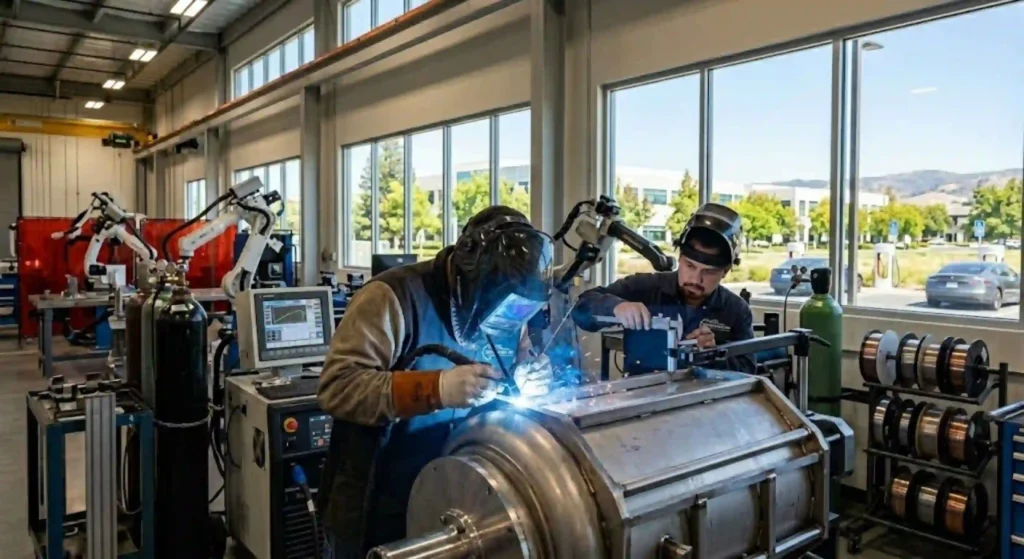 Industrial welding team working in Sunnyvale facility