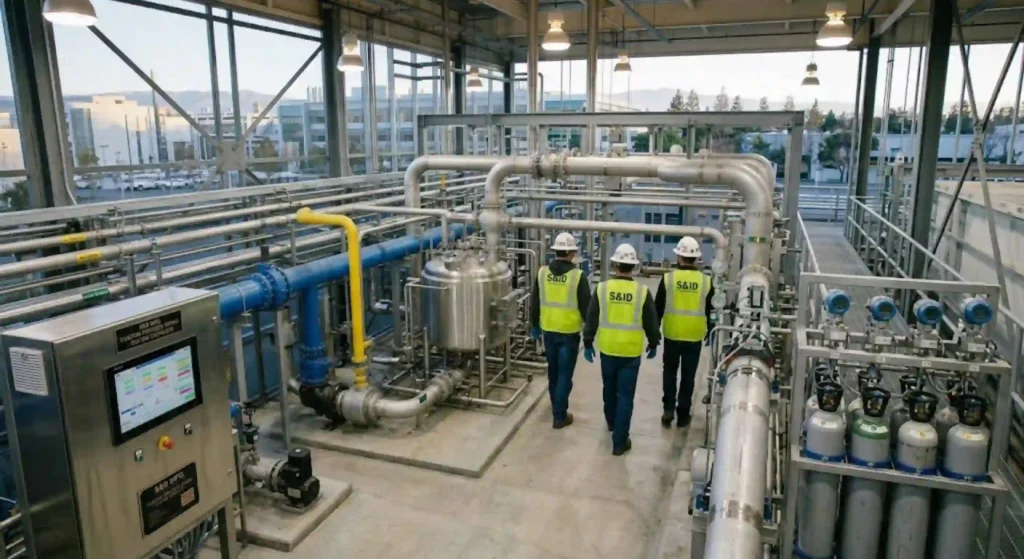 Completed custom process piping system for manufacturing facility