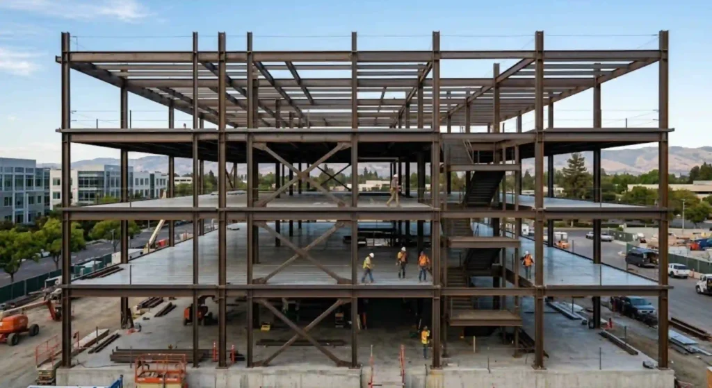 Completed structural welding project for commercial construction in Santa Clara