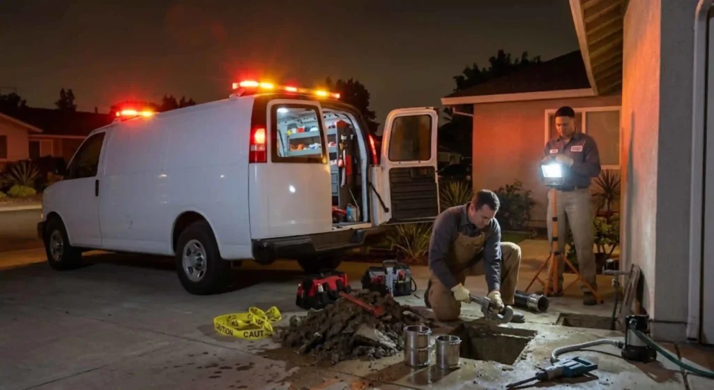 Emergency plumbing team responding to urgent pipe repair in Santa Clara