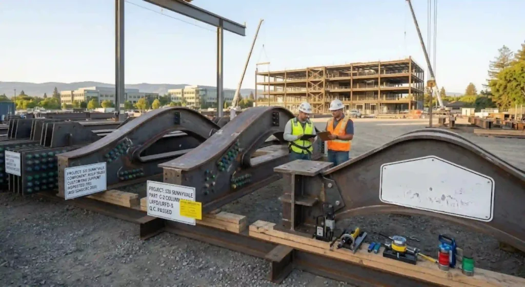 Custom steel fabrication supporting commercial building projects in Sunnyvale