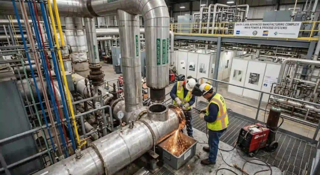 Industrial cogeneration piping repair in a Santa Clara facility