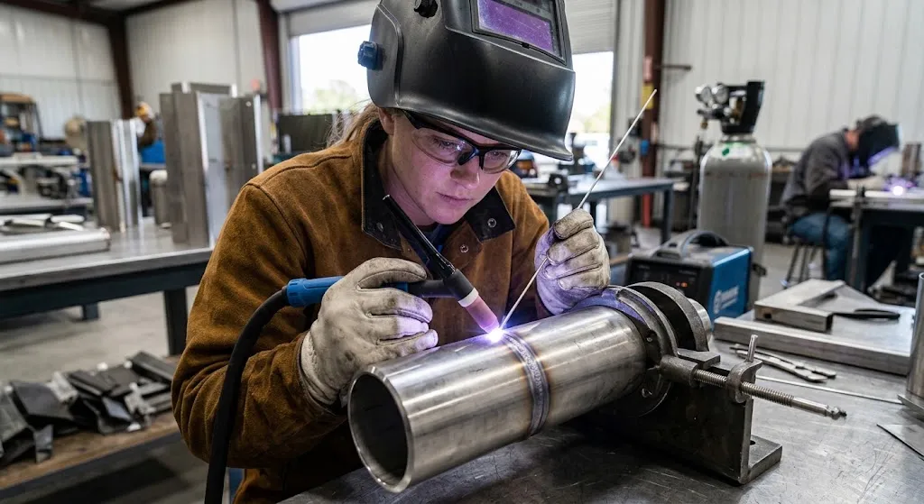 Professional Stainless Steel Welding on a stainless steel pipe
